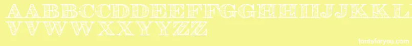 Retrographdemo-fontti – valkoiset fontit keltaisella taustalla