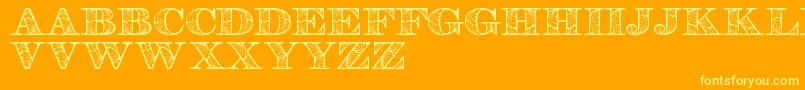 Retrographdemo-fontti – keltaiset fontit oranssilla taustalla