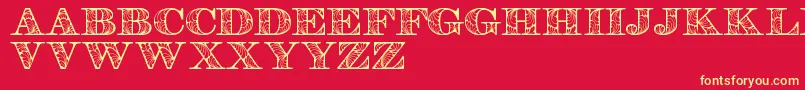 Retrographdemo-fontti – keltaiset fontit punaisella taustalla