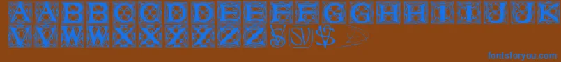Varahcaps Font – Blue Fonts on Brown Background