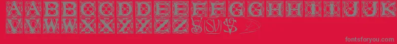 フォントVarahcaps – 赤い背景に灰色の文字