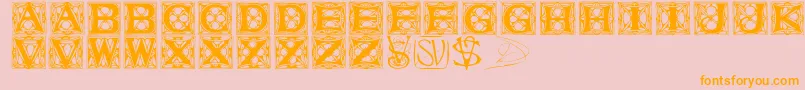 Varahcaps-Schriftart – Orangefarbene Schriften auf rosa Hintergrund