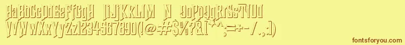 Fonte HauntedMouseShadowAlt – fontes marrons em um fundo amarelo