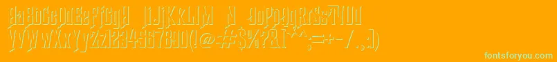 HauntedMouseShadowAlt-Schriftart – Grüne Schriften auf orangefarbenem Hintergrund