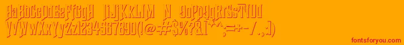 HauntedMouseShadowAlt-Schriftart – Rote Schriften auf orangefarbenem Hintergrund