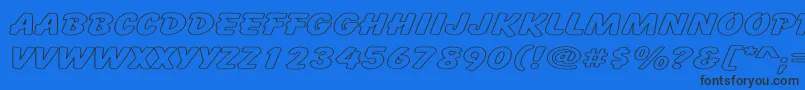 Fonte CartoonHollowExpanded – fontes pretas em um fundo azul