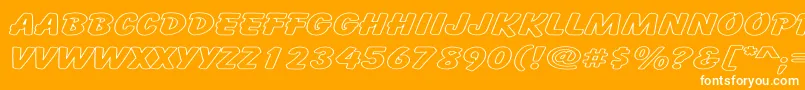 CartoonHollowExpanded-Schriftart – Weiße Schriften auf orangefarbenem Hintergrund