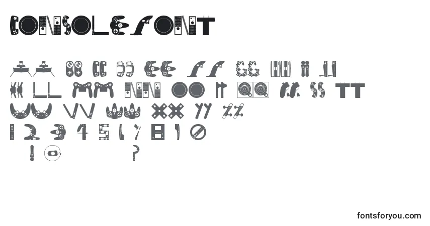 Schriftart Consolefont – Alphabet, Zahlen, spezielle Symbole