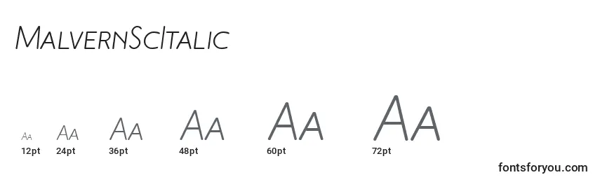 MalvernScItalic Font Sizes