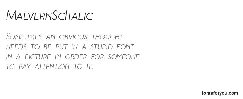 Review of the MalvernScItalic Font