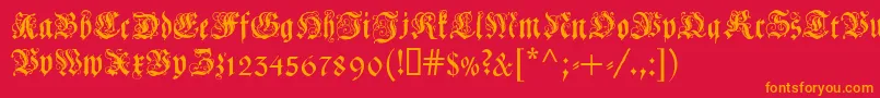 Coelcf-Schriftart – Orangefarbene Schriften auf rotem Hintergrund