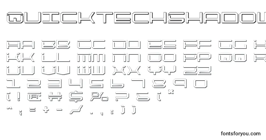 Czcionka QuicktechShadow – alfabet, cyfry, specjalne znaki