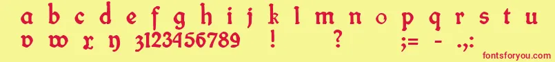 フォントFinFraktur – 赤い文字の黄色い背景