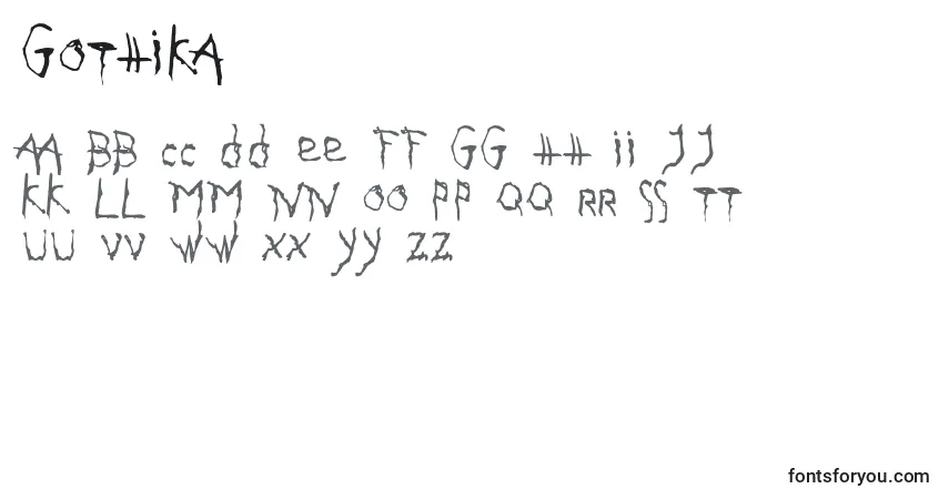 Schriftart Gothika – Alphabet, Zahlen, spezielle Symbole
