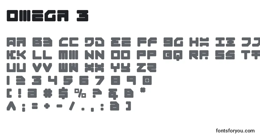 Schriftart Omega 3 – Alphabet, Zahlen, spezielle Symbole