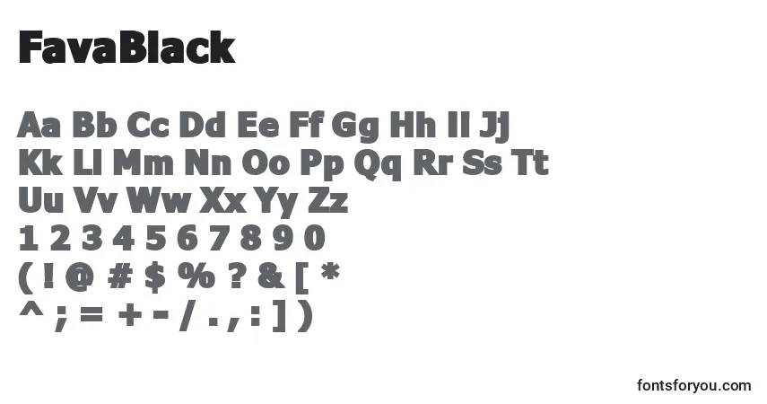 Czcionka FavaBlack – alfabet, cyfry, specjalne znaki