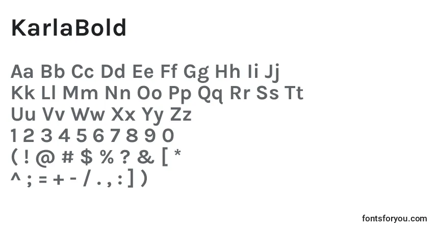 Czcionka KarlaBold – alfabet, cyfry, specjalne znaki