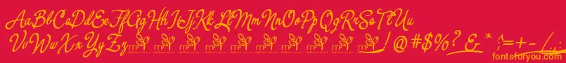 フォントYerbaluisaDemoFontFfp – 赤い背景にオレンジの文字