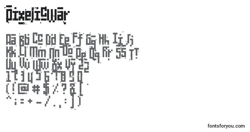 characters of pixelicwar font, letter of pixelicwar font, alphabet of  pixelicwar font