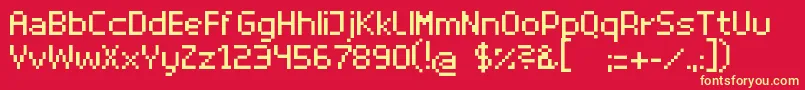 SuperhelioRegular-fontti – keltaiset fontit punaisella taustalla