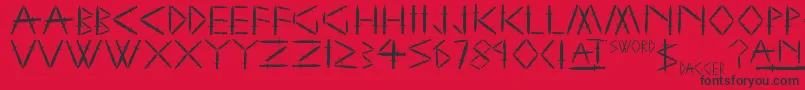YySwordAndDagger Font – Black Fonts on Red Background