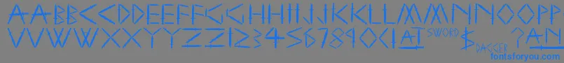 YySwordAndDagger Font – Blue Fonts on Gray Background