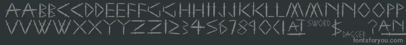 YySwordAndDagger Font – Gray Fonts on Black Background