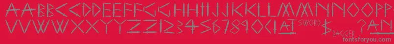 YySwordAndDagger Font – Gray Fonts on Red Background