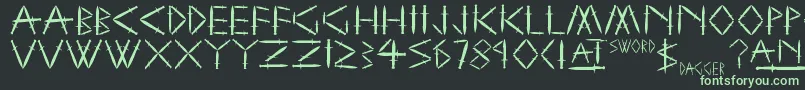 YySwordAndDagger Font – Green Fonts on Black Background