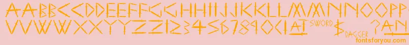 YySwordAndDagger Font – Orange Fonts on Pink Background