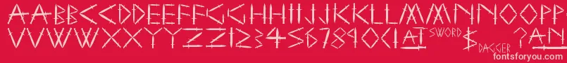 YySwordAndDagger Font – Pink Fonts on Red Background