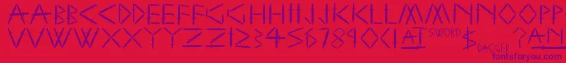 YySwordAndDagger Font – Purple Fonts on Red Background