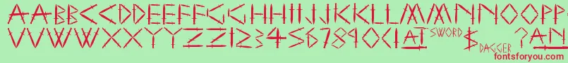 YySwordAndDagger Font – Red Fonts on Green Background