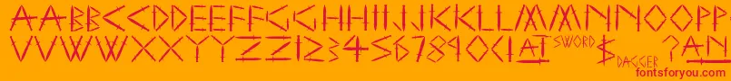 YySwordAndDagger Font – Red Fonts on Orange Background