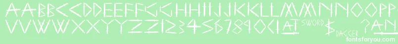 YySwordAndDagger Font – White Fonts on Green Background