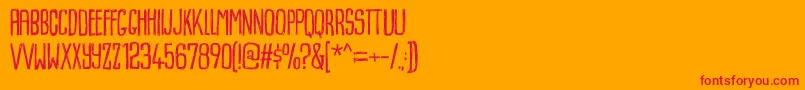 Dummkopfdemo-Schriftart – Rote Schriften auf orangefarbenem Hintergrund