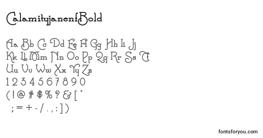 A fonte CalamityjanenfBold – alfabeto, números, caracteres especiais