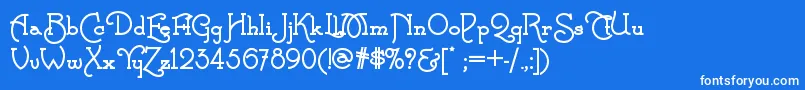 CalamityjanenfBold-Schriftart – Weiße Schriften auf blauem Hintergrund