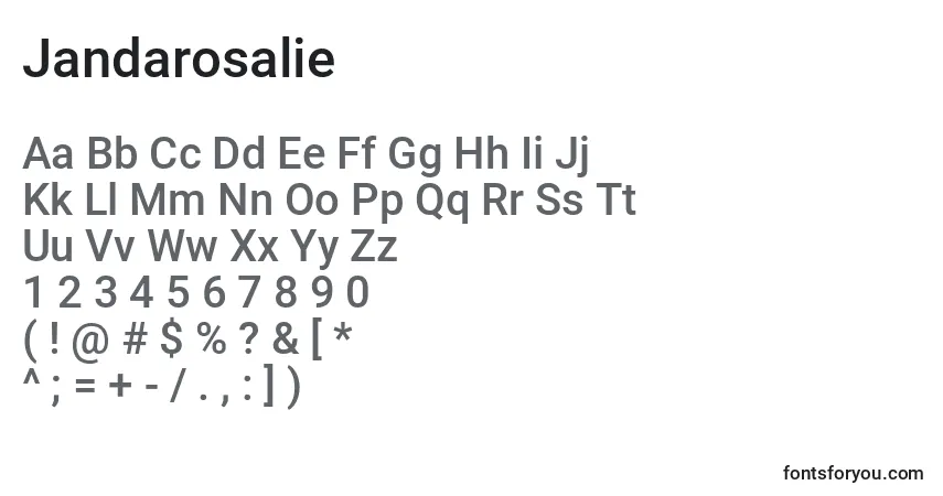 A fonte Jandarosalie – alfabeto, números, caracteres especiais