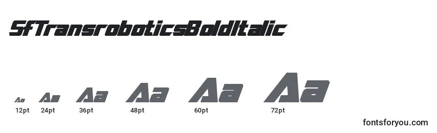 Размеры шрифта SfTransroboticsBoldItalic