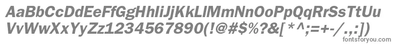 BloknotcBolditalic-fontti – harmaat kirjasimet valkoisella taustalla