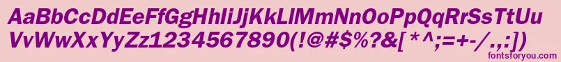 Fonte BloknotcBolditalic – fontes roxas em um fundo rosa