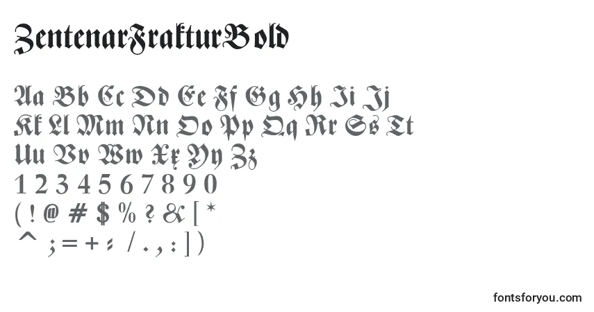 Schriftart ZentenarFrakturBold – Alphabet, Zahlen, spezielle Symbole