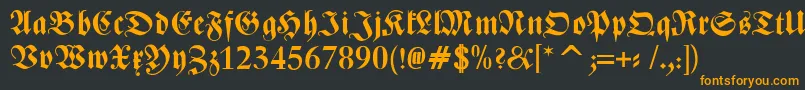 フォントZentenarFrakturBold – 黒い背景にオレンジの文字