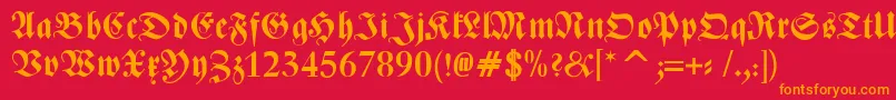 ZentenarFrakturBold-Schriftart – Orangefarbene Schriften auf rotem Hintergrund