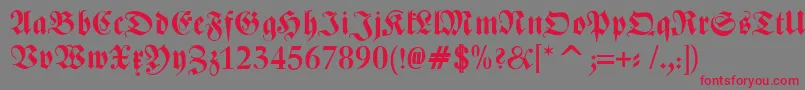 フォントZentenarFrakturBold – 赤い文字の灰色の背景