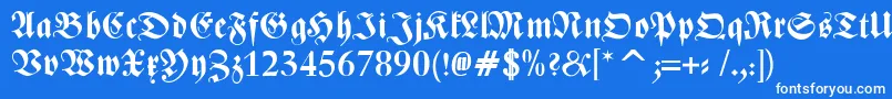 Czcionka ZentenarFrakturBold – białe czcionki na niebieskim tle