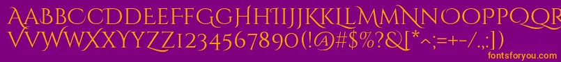 Więcej informacji o czcionce CinzeldecorativeRegular Czcionka CinzeldecorativeRegular – pomarańczowe czcionki na fioletowym tle