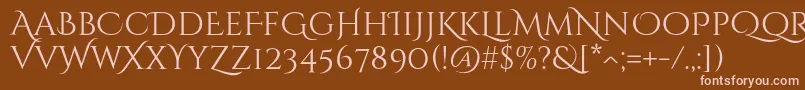 Czcionka CinzeldecorativeRegular – różowe czcionki na brązowym tle