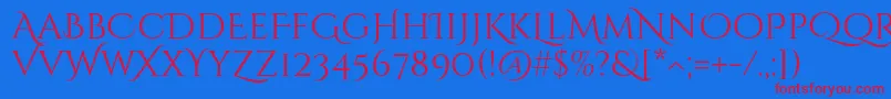 CinzeldecorativeRegular Font – Red Fonts on Blue Background